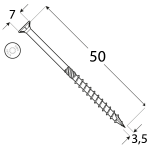 CS 35050 tesařský vrut se zapuštěnou hlavou 3,5x50 200kus/bal 6