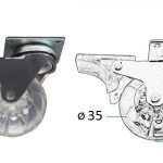 Kolec. zatez. transp. s brzdou pr.35mm 25kg 2