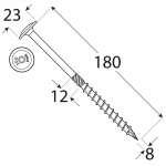 CT 08180 tesařský vrut s talířovou hlavou 8x180 50kus/bal 1