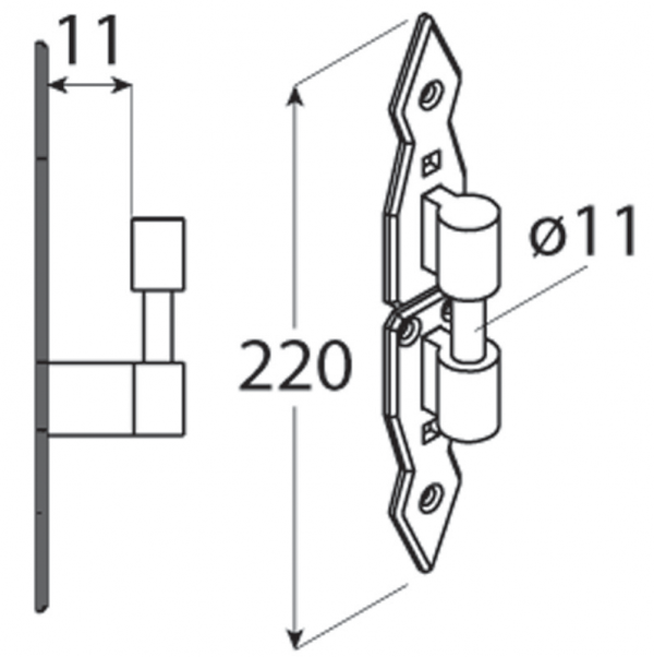 CAD 11 Držák čepu dekorační 11x220x5-Doprodej 1