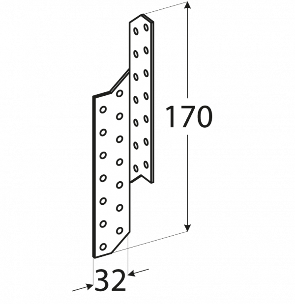 LK1 - krokvová spojka levá 32x170x2,0 mm 1