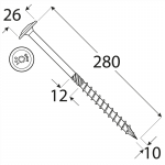 CT 10280 tesařský vrut s talířovou hlavou 10x280 25kus/bal 6