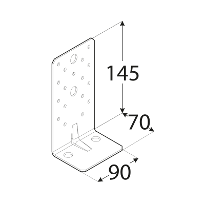 KP8 – úhelník s prolisem 145x70x90x2,5 mm