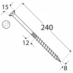 CS 08240 tesařský vrut se zapuštěnou hlavou 8x240 50kus/bal 2