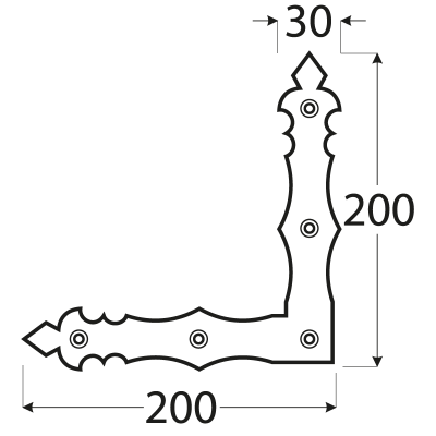 NAD 2 C – Rohovník ozdobný černý 200x200x30x3,0 mm