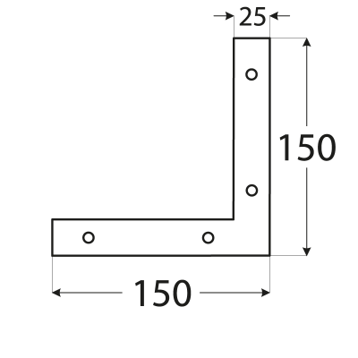 NA1 – rohovnik 150x150x25x2,5 mm