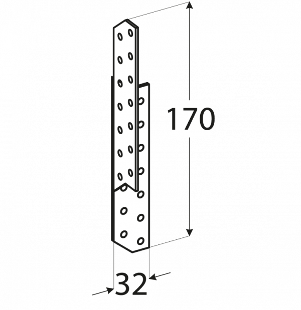 LK2 - krokvová spojka pravá 32x170x2,0 mm 1