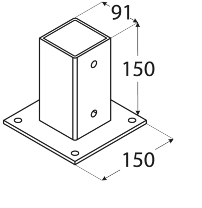 PSP  90 (91*91*150*2) Patka sloupku 90 se čtvercovou základnou