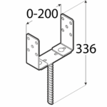 PSRU 60-200 Patka sloupku typu "U" stavitelná 60-200x136x4,0