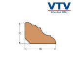 Lišta dřevěná RVO 3020   2,5m  c.30