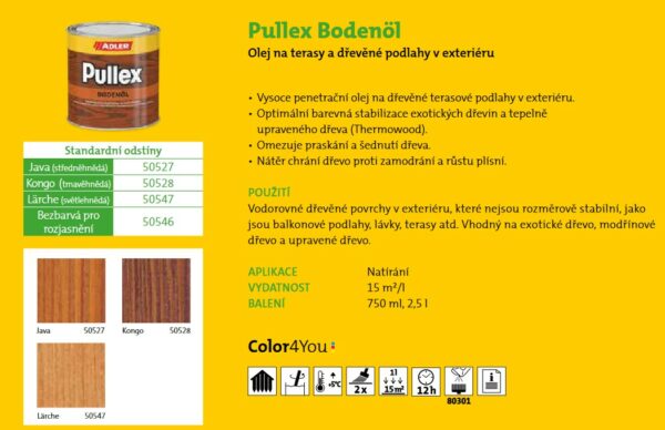 ADLER Pullex Bodenöl terasový olej Java 0,75l