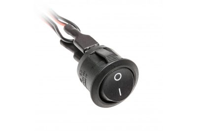 Spínač kolébkový černý 23mm 12V/36W, kabel 1,4m, mini AMP