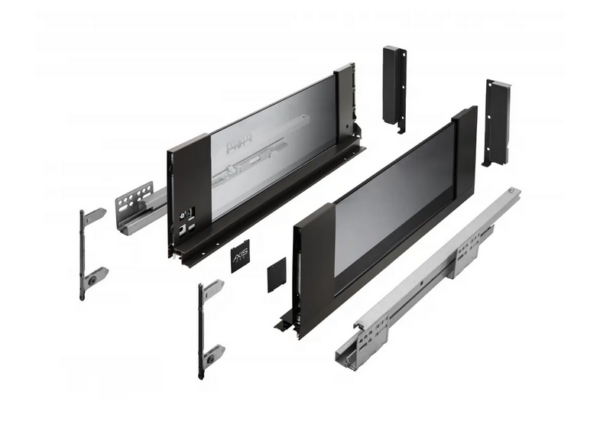 Zásuvkový Box Slim sklo v bočnici C2 167/500mm nízký Černá 500C2