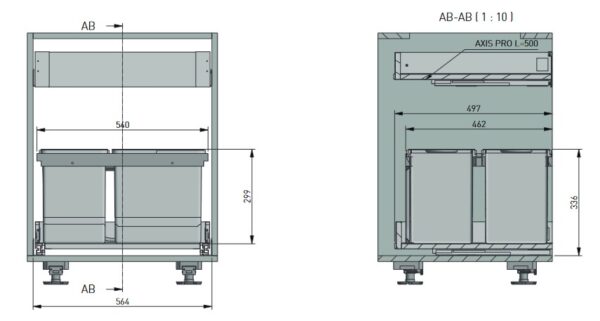 Kos MULTINO 600 3X15 L + 1X7 L antracitový