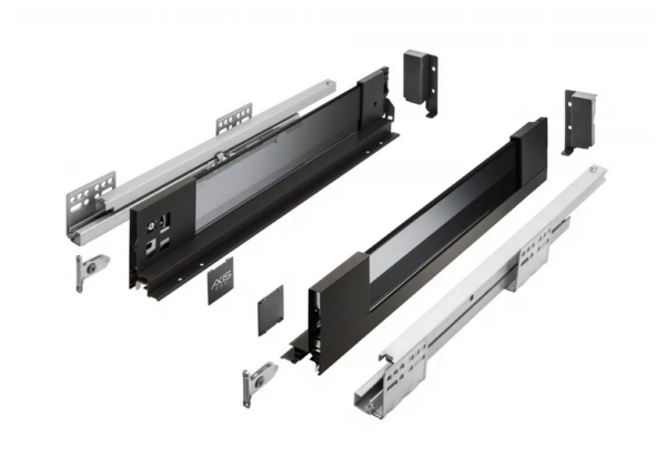 Zásuvkový Box Slim sklo v bočnici A2 84/300mm nízký Černá 300A2