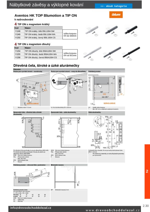 AVENTOS HK top TIP-ON Zdvihač L+P, 22K2900T, LF=3200-9000, K našroubování