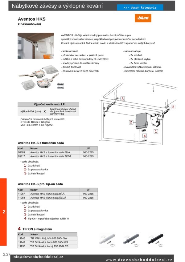 AVENTOS HK-S Blumotion zdvihač LF 960-2215, 20K2E01.02