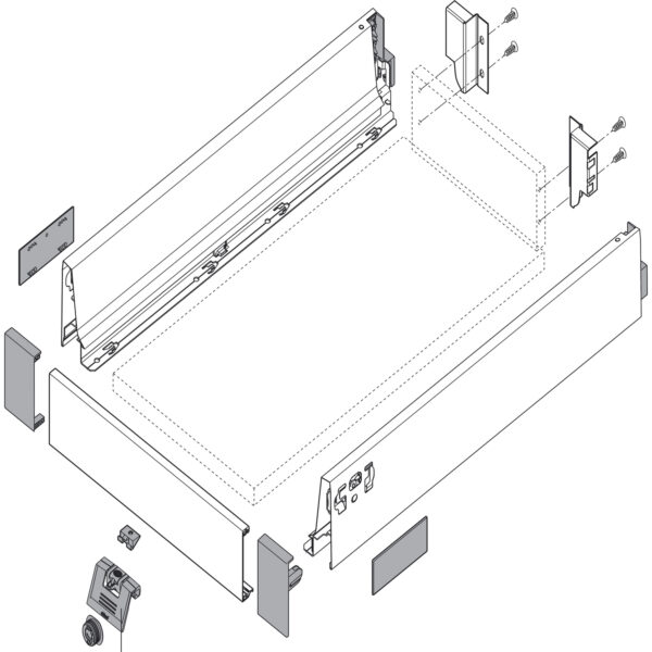 TANDEMBOX Antaro vnitřní zásuvka čelní panel ŠEDÁ 1036mm, pro výšku M,K,C,D - Z31L1036A WA