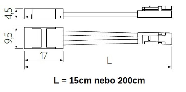Konektor pro LED pásek 8mm a COB, LED/mini AMP, 200cm kabel