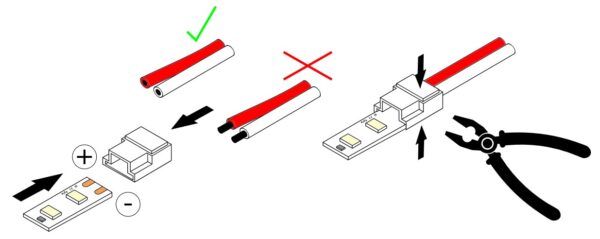 Konektor pro LED pásek 8mm a COB, rychlospojka LED/kabel, 12/24V, 5A, IP20