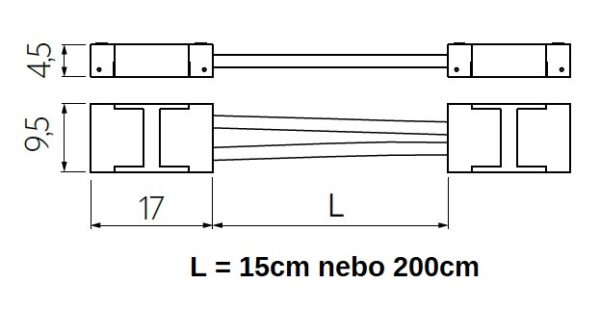Konektor pro LED pásek 8mm a COB, spojka LED/LED, 200cm kabel