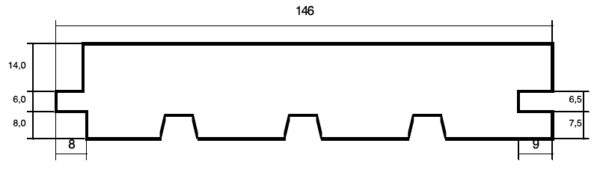Palubky podl. DT 28*146*4m sm AB (4ks/bal=2,336m2)