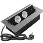 Zásuvkový el. box vyklopný 2x zasuvka 2x USB 2A 5V stříbrná Zásuvkový el. box vyklopný 2x zasuvka 2x USB 2A 5V stříbrná