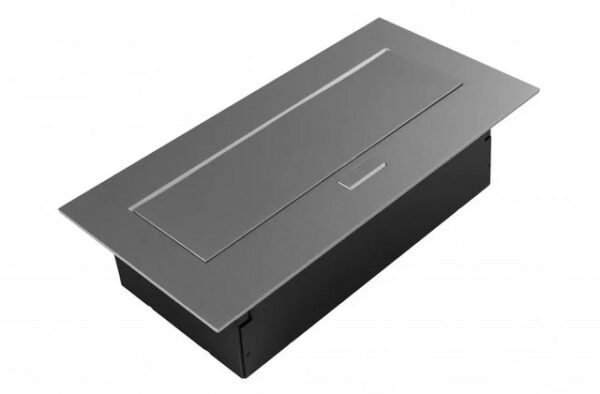 Zásuvkový el. box vyklopný 2x zasuvka 2x USB 2A 5V stříbrná