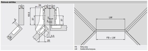 Zav. BLUM CLIP top s tlum. BLUMOTION, uhlovy 45°I, na vrut 79B9658