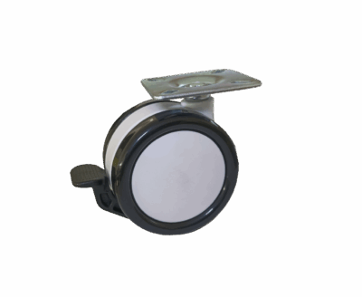 Kolečko pr.75mm, bílá, s brzdou, 50kg, měkčený běhoun Kolečko pr.75mm, bílá, s brzdou, 50kg, měkčený běhoun