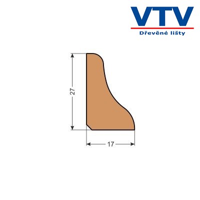 Lišta dřevěná P 2717 2,5m c.26 Lišta dřevěná P 2717 2,5m c.26
