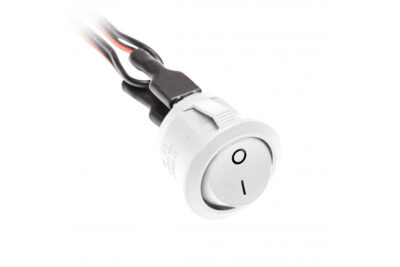 Spínač kolébkový BÍLÝ 23mm 12V/36W, 24V/72W, 3A, kabel 1,4m, mini AMP