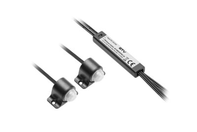 Spínač bezdotykový PIR, 2 sensory, kabely 2m, černý, 12V/24V, 24W/48W,2A, mini AMP Spínač bezdotykový PIR, 2 sensory, kabely 2m, černý, 12V/24V, 24W/48W,2A, mini AMP