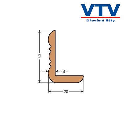 Lišta dřevěná LO 3020   2,5m  c.19
