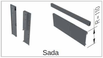 Zásuvkový Box Slim vnitř. zásuvka D sada = čelní panel+držák+reling čel. panelu 110/1200mm Antracit