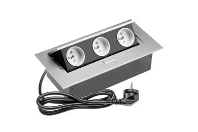 Zásuvkový el. box vyklopný 3x zasuvka AL hliník AE-PBC3GU-53