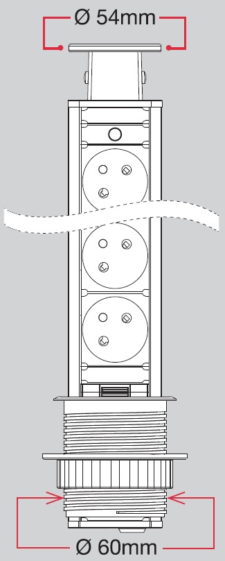 Zásuvková el. věž 4x zasuvka stříbrná 40.T06.04F.09 DOPRODEJ Zásuvková el. věž 4x zasuvka stříbrná 40.T06.04F.09 DOPRODEJ