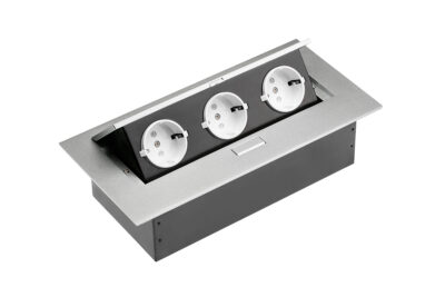 Zásuvkový el. box vyklopný 3x zasuvka AL hliník AE-PB03GU-53