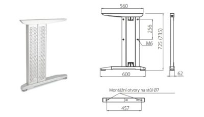 Kancelářská podnož šedá 710-725x560mm