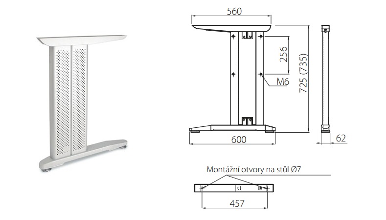 Kancelářská podnož šedá 710-725x560mm Kancelářská podnož šedá 710-725x560mm