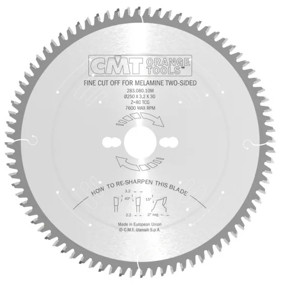 C28308010M Industrial C283 Pilový kotouč na lamino bez předřezu – D250x3,2 d30 Z80 HW