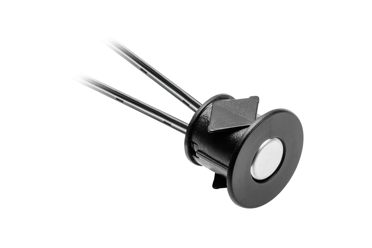 Spínač dotykový stmívatelný 12V/36W, 24V/72W, 3A, černý, pro otvor 18mm, mini AMP Spínač dotykový stmívatelný 12V/36W, 24V/72W, 3A, černý, pro otvor 18mm, mini AMP