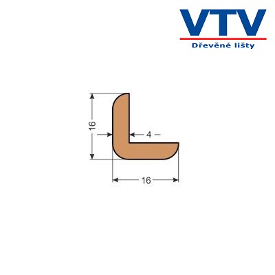 Lišta dřevěná L 1616 2m c.14 Lišta dřevěná L 1616 2m c.14