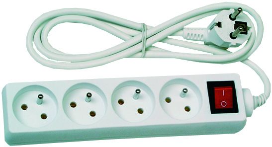 Přívod prodlužovací 3 m 4 zasuvky-vypínač max 10A Přívod prodlužovací 3 m 4 zasuvky-vypínač max 10A