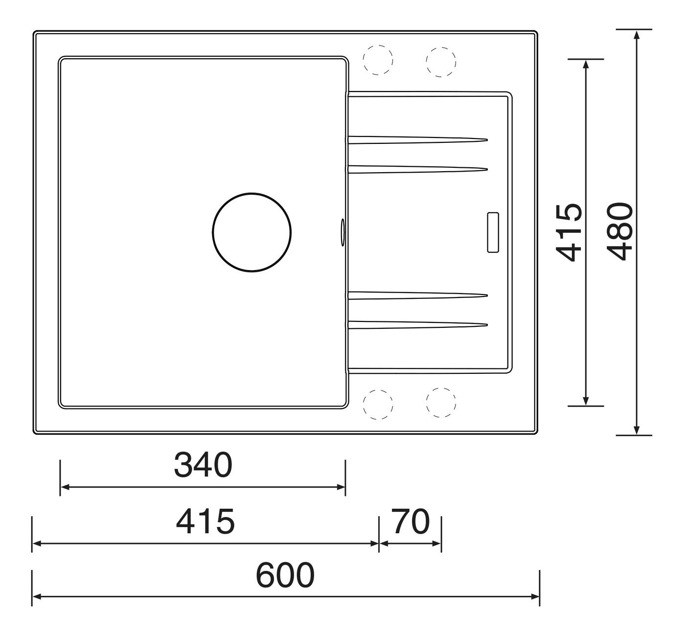 Dřez Sinks granit LINEA 600 N -30 granblack Dřez Sinks granit LINEA 600 N -30 granblack