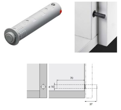 System otevírání Push to open dlouhý k zavrtání Šedá 9089613 Hettich (tip-on) System otevírání Push to open dlouhý k zavrtání Šedá 9089613 Hettich (tip-on)