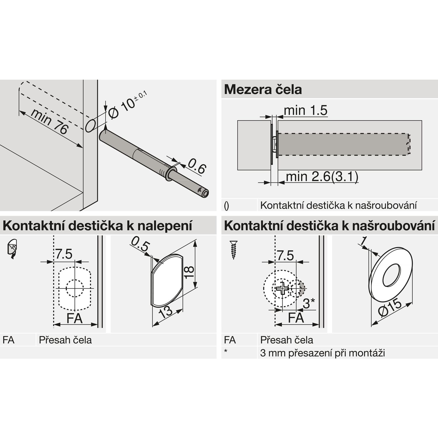 TIP-ON Pro dvířka (Sada), Dlouhý, s magnetem, Černá 956A1004 CS TIP-ON Pro dvířka (Sada), Dlouhý, s magnetem, Černá 956A1004 CS