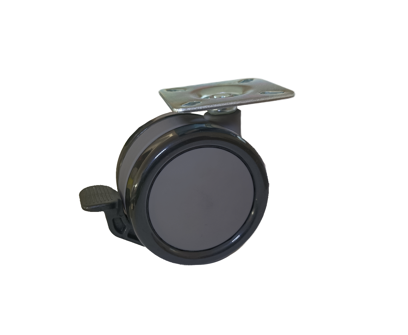 Kolečko pr.75mm, šedá, s brzdou, 50kg, měkčený běhoun Kolečko pr.75mm, šedá, s brzdou, 50kg, měkčený běhoun