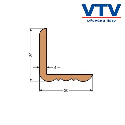 Lišta dřevěná LO 3030 2m c.16 Lišta dřevěná LO 3030 2m c.16