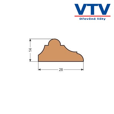 Lišta dřevěná KP 2814 2,5m c.57 Lišta dřevěná KP 2814 2,5m c.57